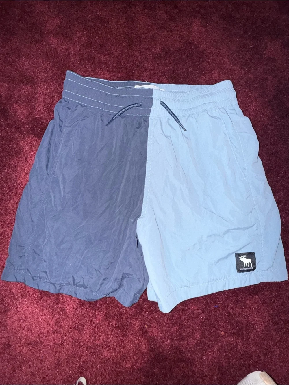 Abercrombie & Fitch kids color block navy blue swim trunks 13/14 boys